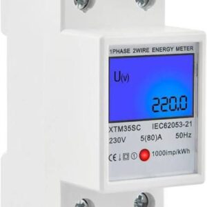 Single-Phase DIN-Rail kWh Meter with Blue Backlit LCD